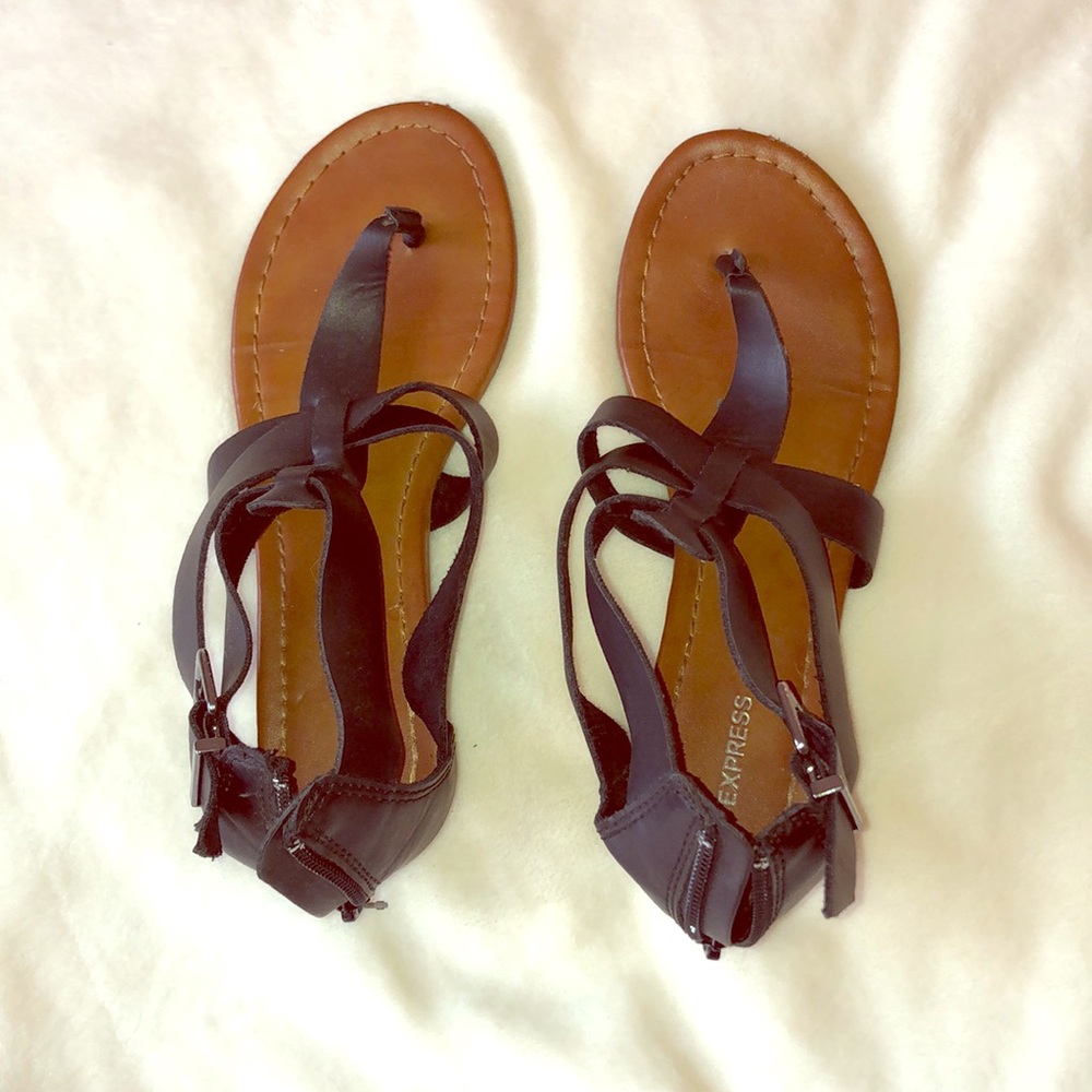 Express gladiator sandals black pleather size 7